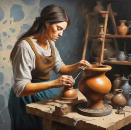 Woman potter at work all Ai