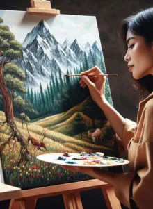 Ai female artist painting