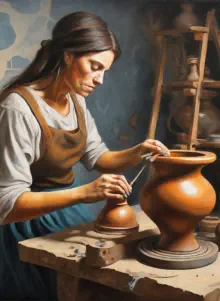 Woman potter at work all Ai