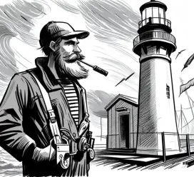 Lighthouse Pencil Sketch B&W